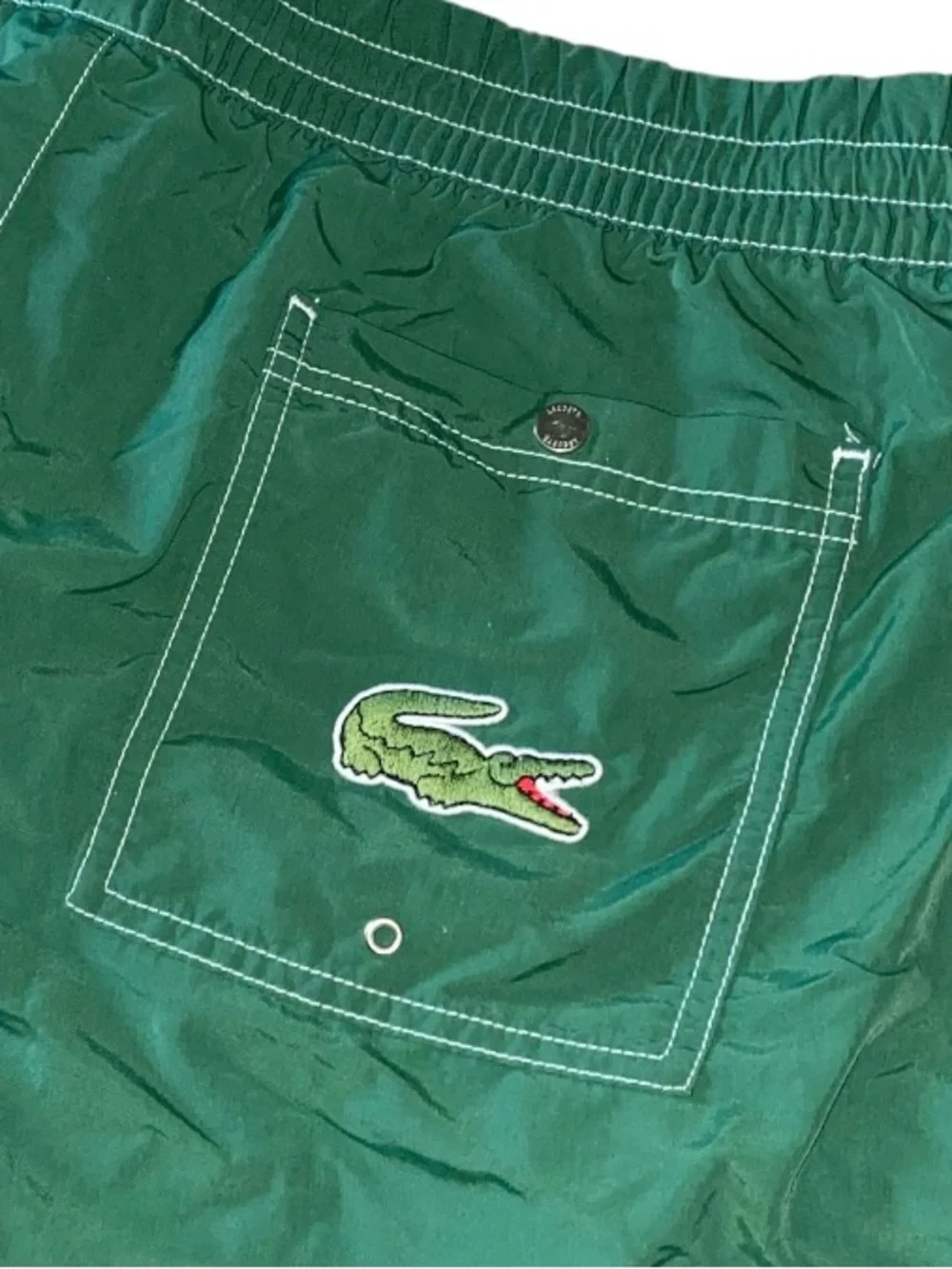 Lacoste Men's Swim Shorts Polyester Green Mesh Lining Men’s Size XL (V-2)